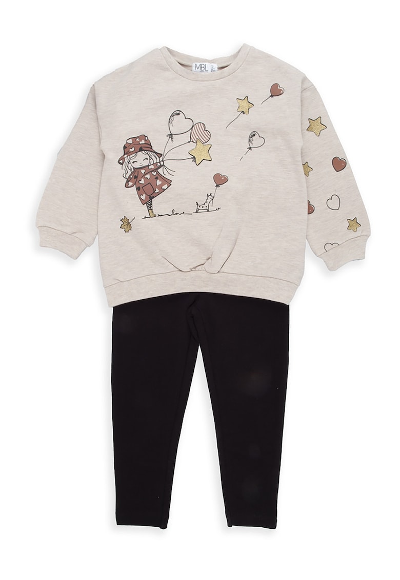 Set de pantaloni si bluza de trening cu imprimeu - 2 piese