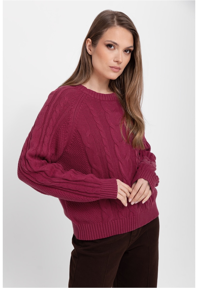 Pulover lejer pentru femei S-Aya - bumbac - cu decolteu rotund - roz