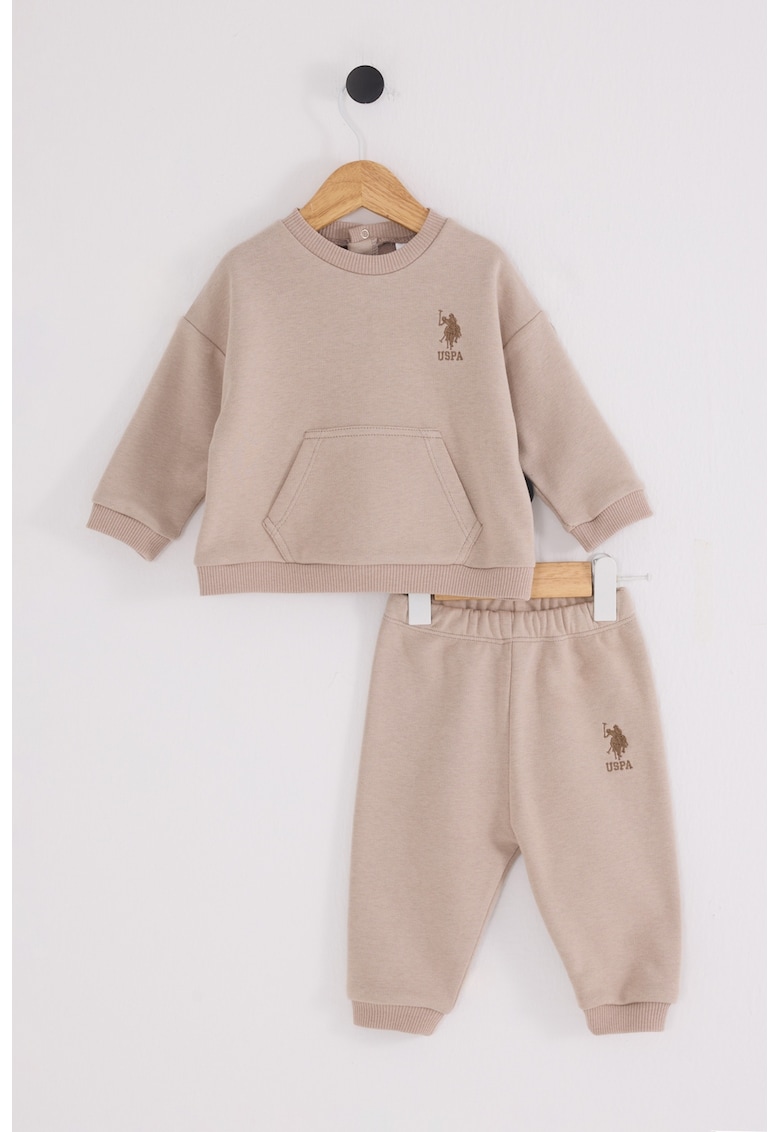 Set de bluza de trening din amestec de bumbac cu pantaloni de trening cu buzunar kangaroo - 2 piese