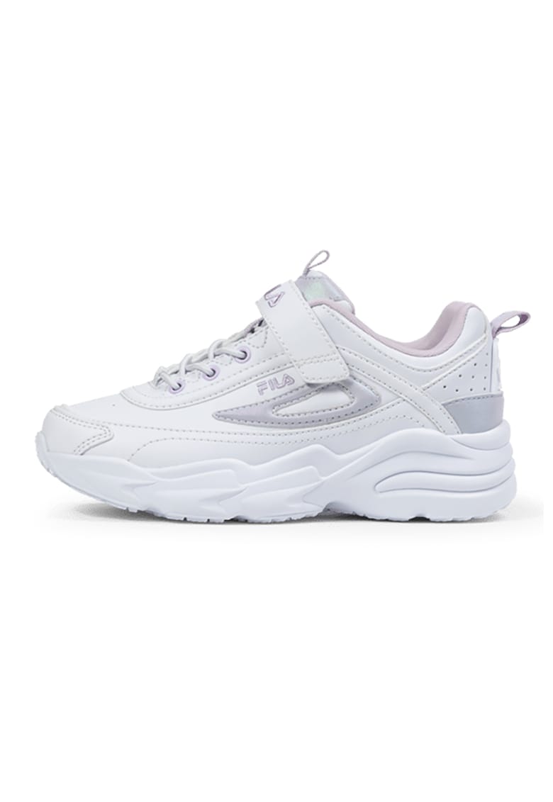 Pantofi sport din piele ecologica cu velcro Skye - Alb/Lila