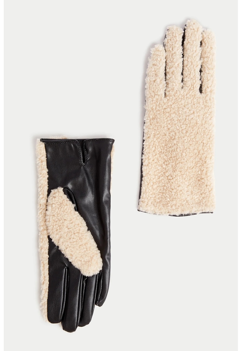 Manusi de piele ecologica si material teddy