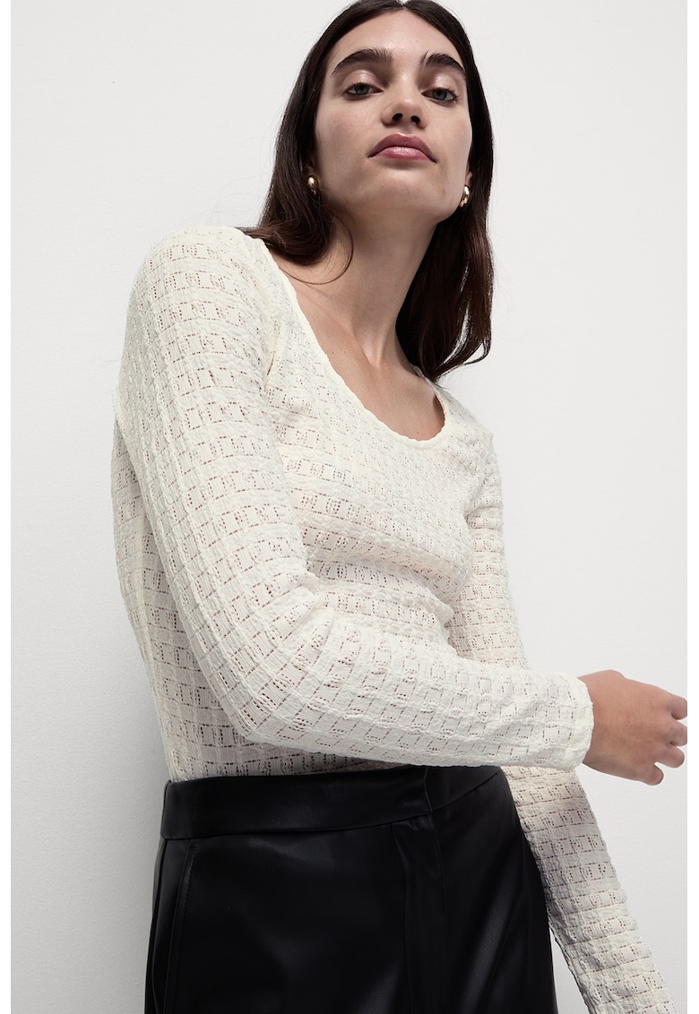 Bluza texturata cu decolteu rotund