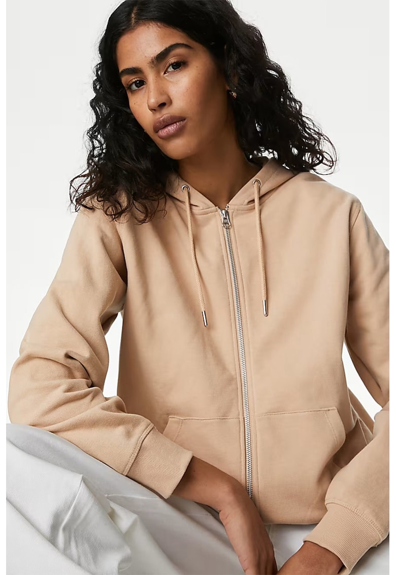 Hanorac de bumbac cu fermoar