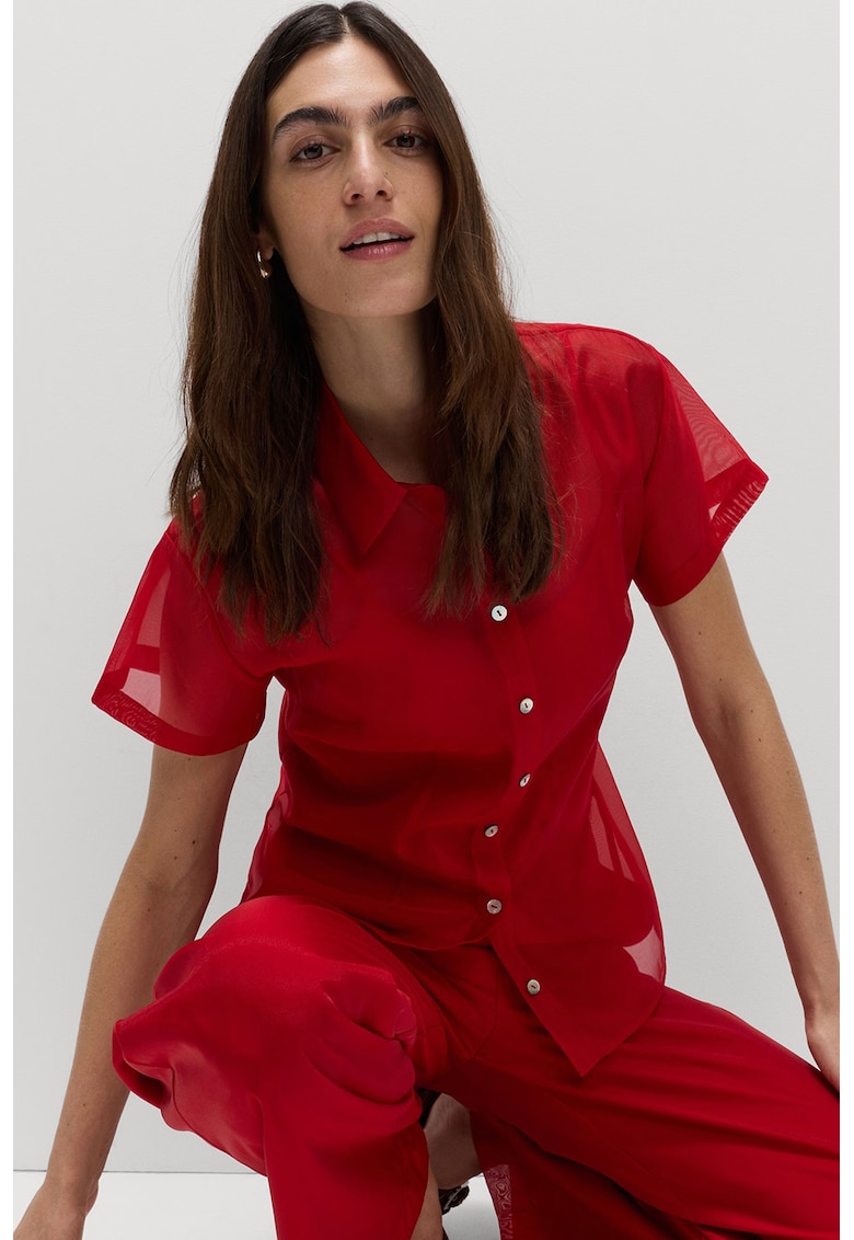 Camasa transparenta cu maneci scurte