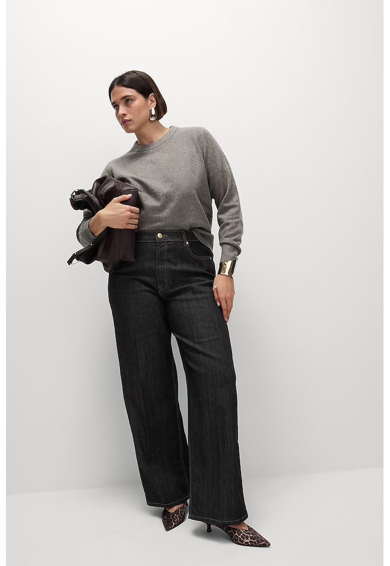 Blugi relaxed fit cu talie inalta - Negru