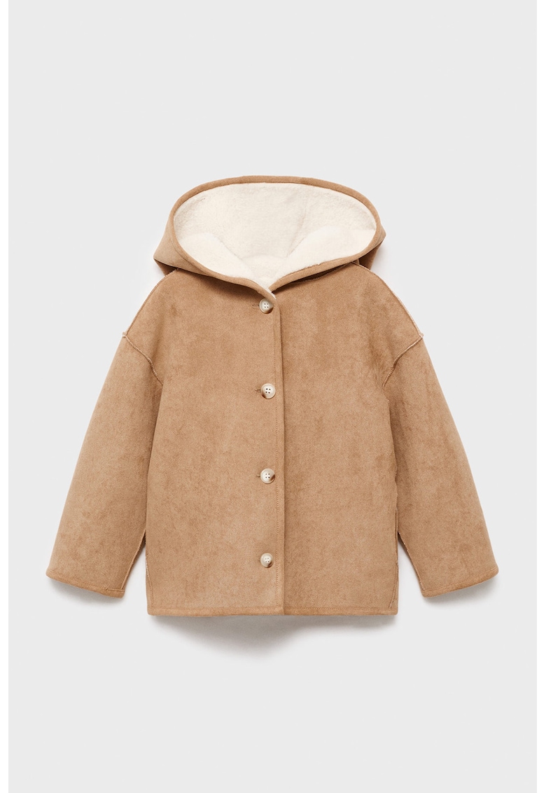 Jacheta reversibila din material teddy cu gluga