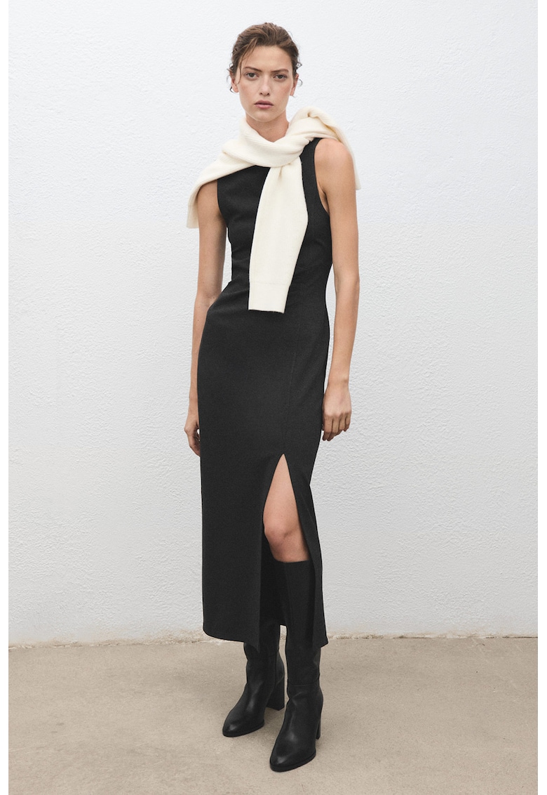 Rochie lunga cu croiala dreapta si slit lateral