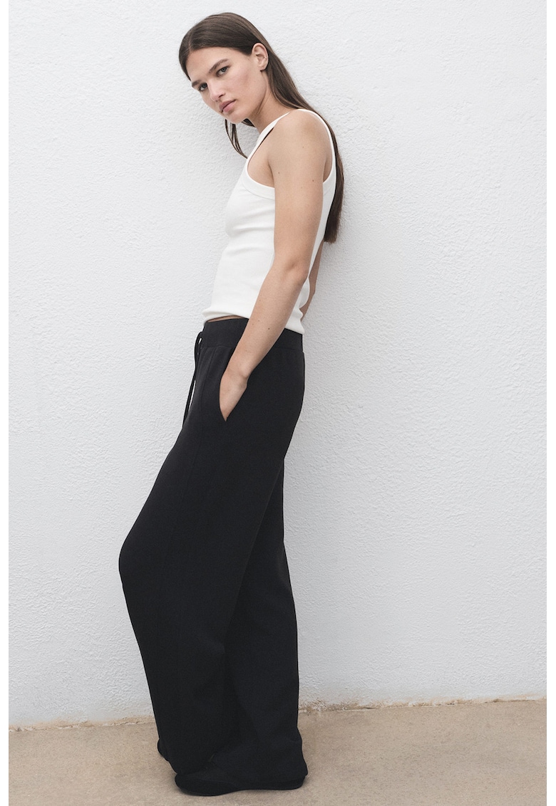 Pantaloni din amestec de modal cu croiala ampla si snur de ajustare