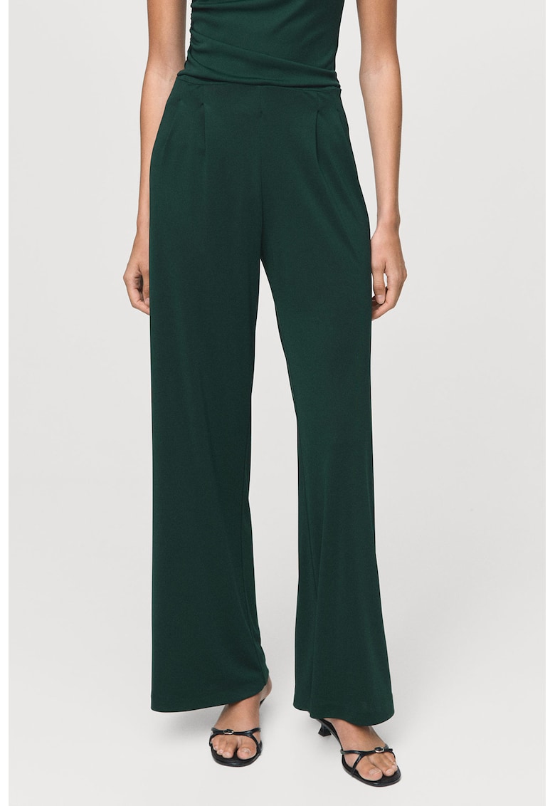 Pantaloni cu croiala ampla si pliuri - Verde englez