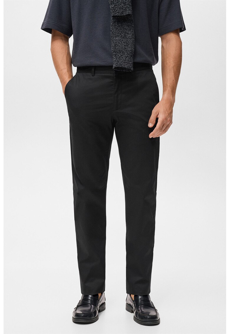 Pantaloni chino cu talie medie - Negru