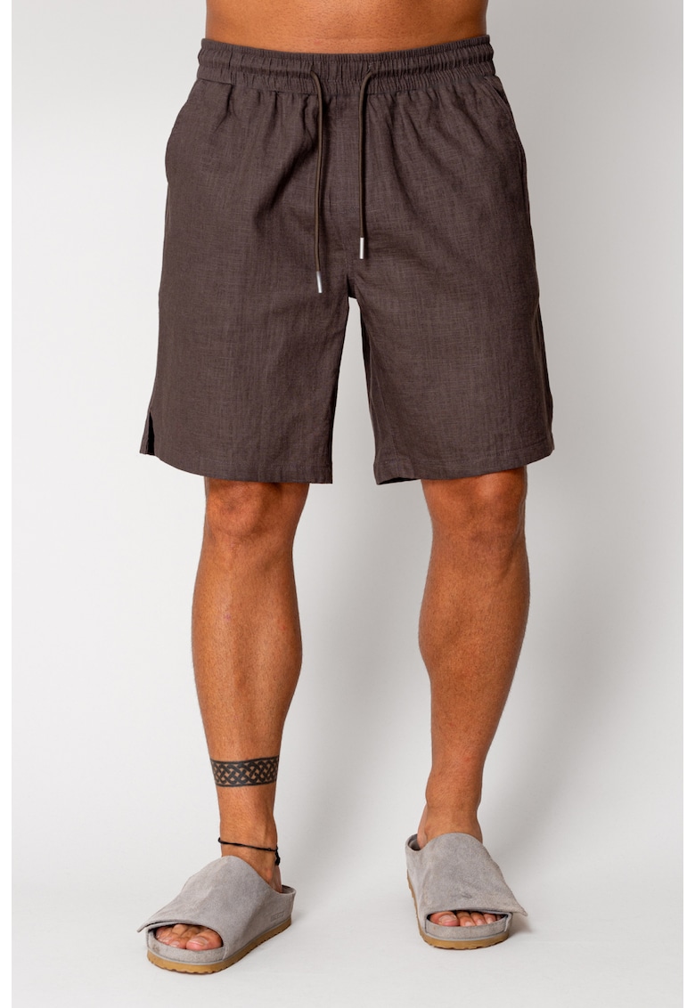 Pantaloni scurt din IN cu snur Brown 17656