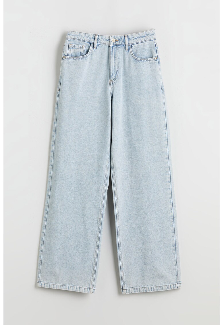 Blugi cu croiala ampla si talie medie - Albastru glaciar