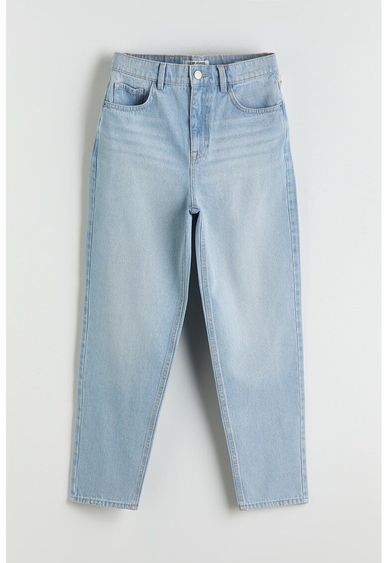 Blugi mom-fit cu talie inalta - Albastru deschis