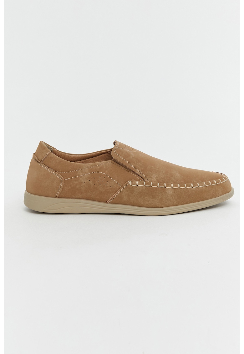 Pantofi loafer cu garnituri contrastante - Bej