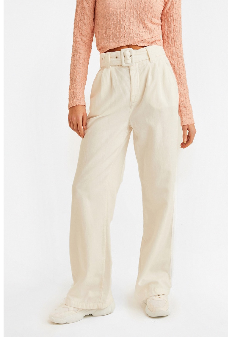 Pantaloni din amestec de lyocell cu croiala dreapta si talie inalta