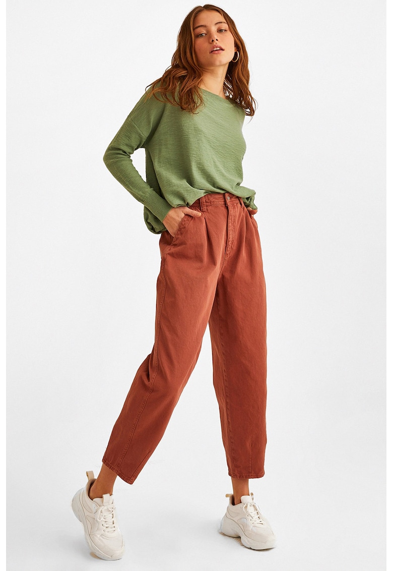 Blugi crop cu talie inalta