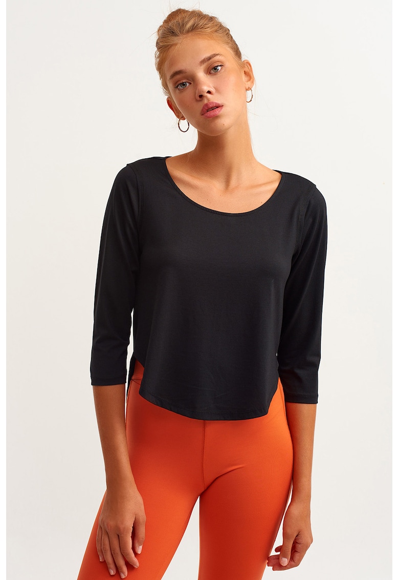 Bluza asimetrica din amestec de lyocell cu decolteu rotund