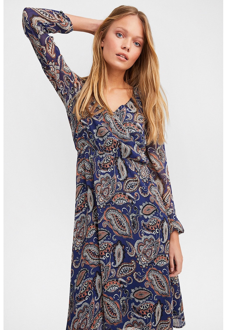 Rochie cu decolteu in V si imprimeu