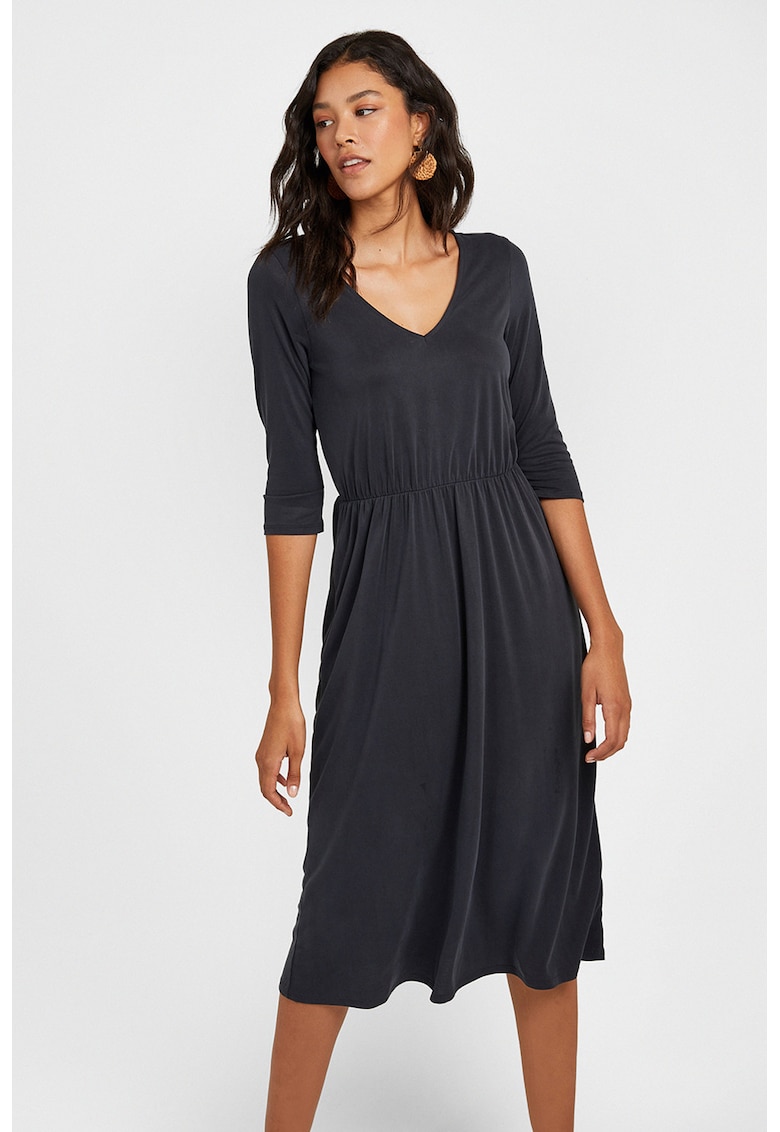 Rochie cu decolteu in V si maneci 3/4