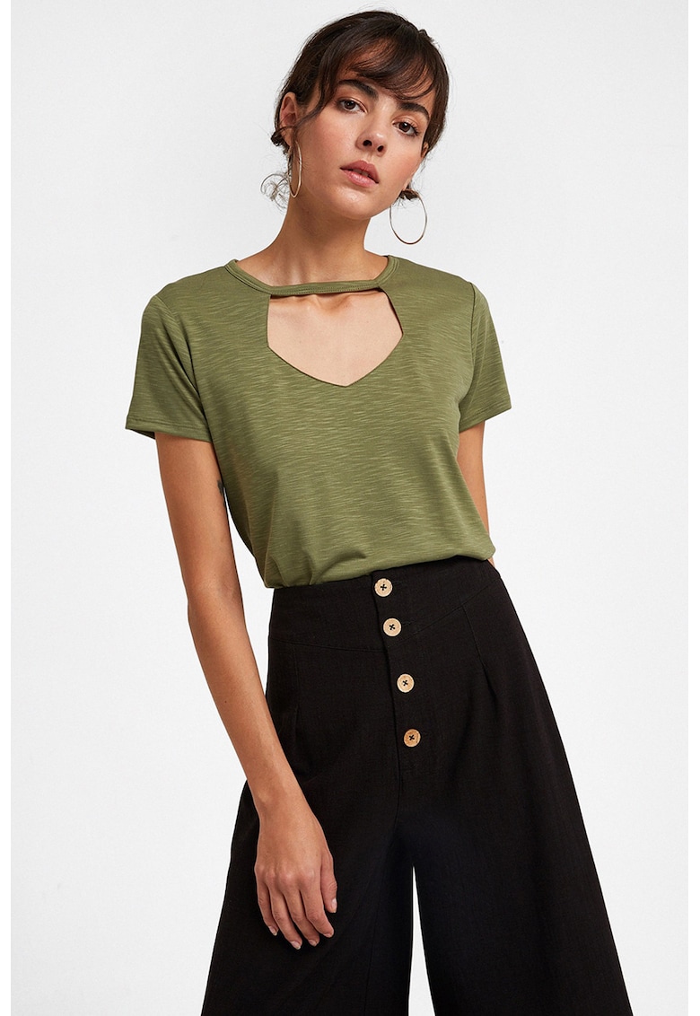 Tricou din amestec de lyocell cu decupaj frontal