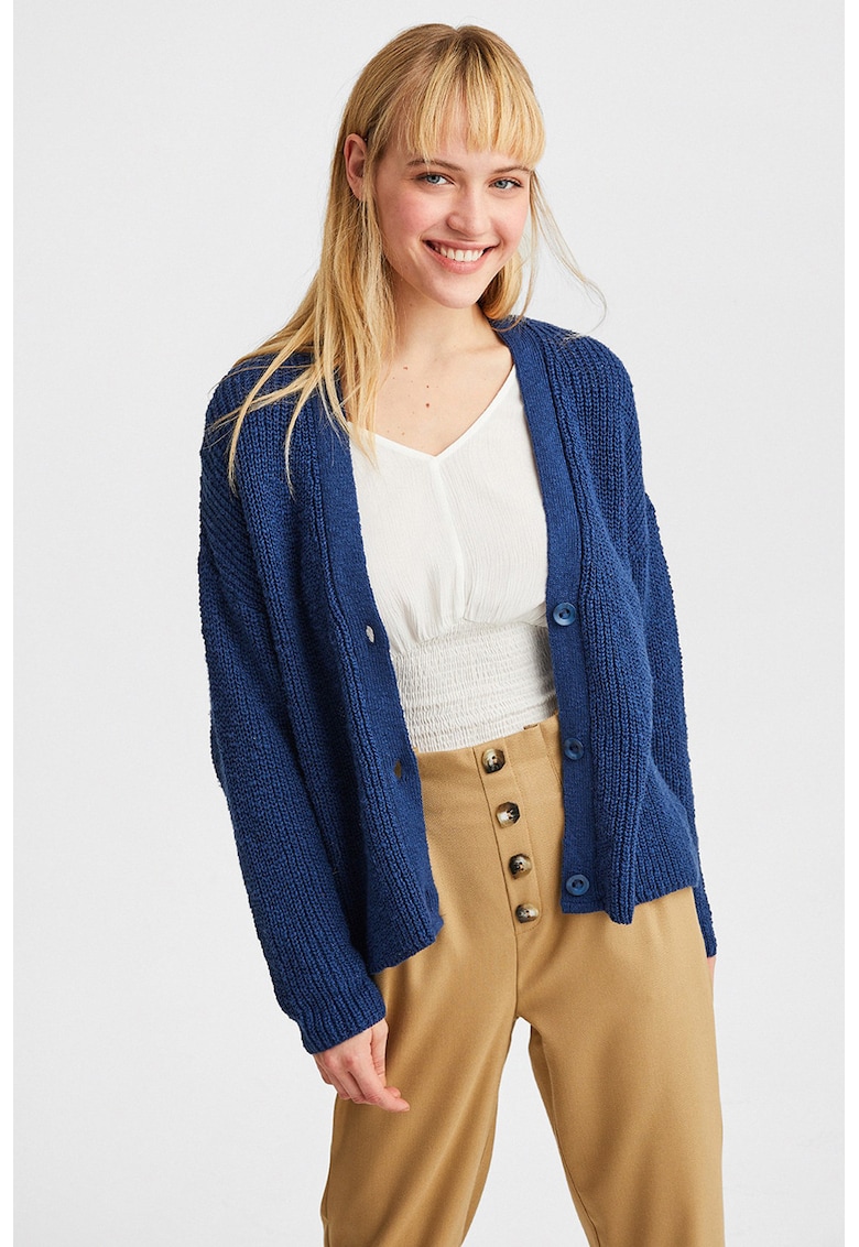 Cardigan cu decolteu in V si maneci cazute Cardigan cu decolteu in V si maneci cazute