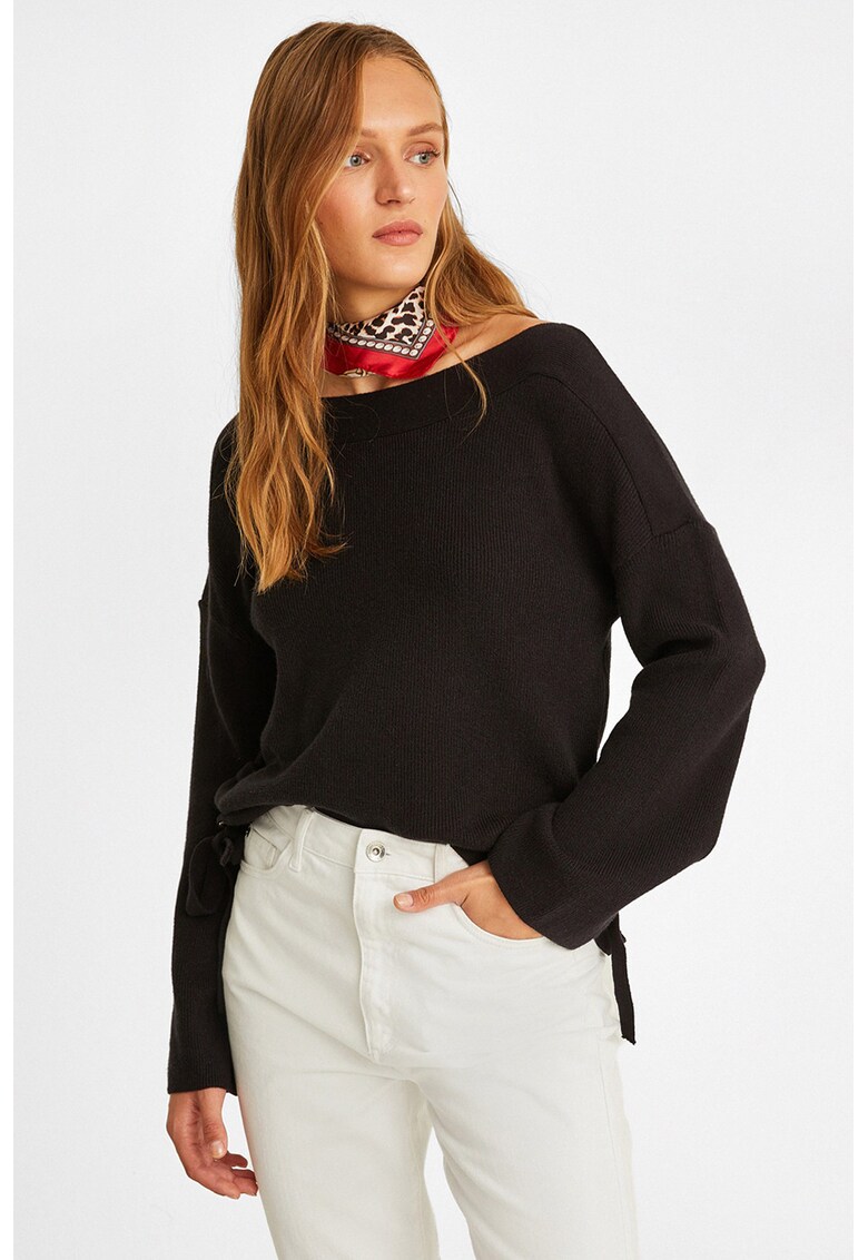 Pulover cu maneci cazute - Negru