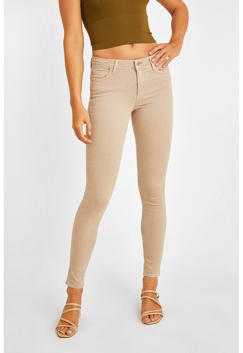 Blugi crop skinny cu talie medie