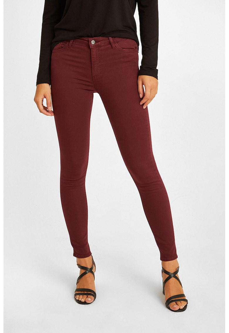 Blugi crop skinny cu talie medie