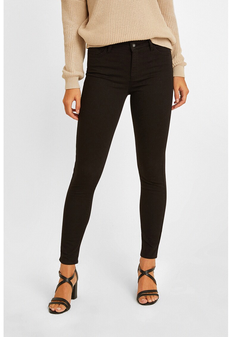 Blugi crop skinny cu talie medie