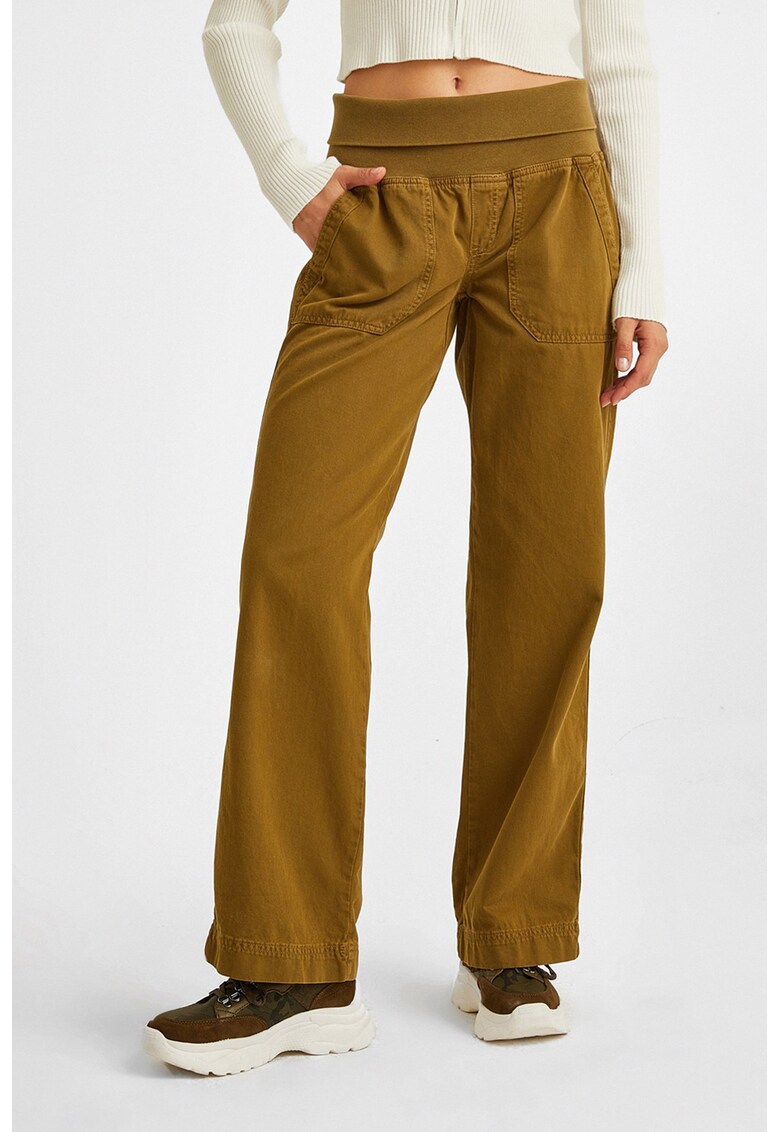 Pantaloni din bumbac cu croiala dreapta