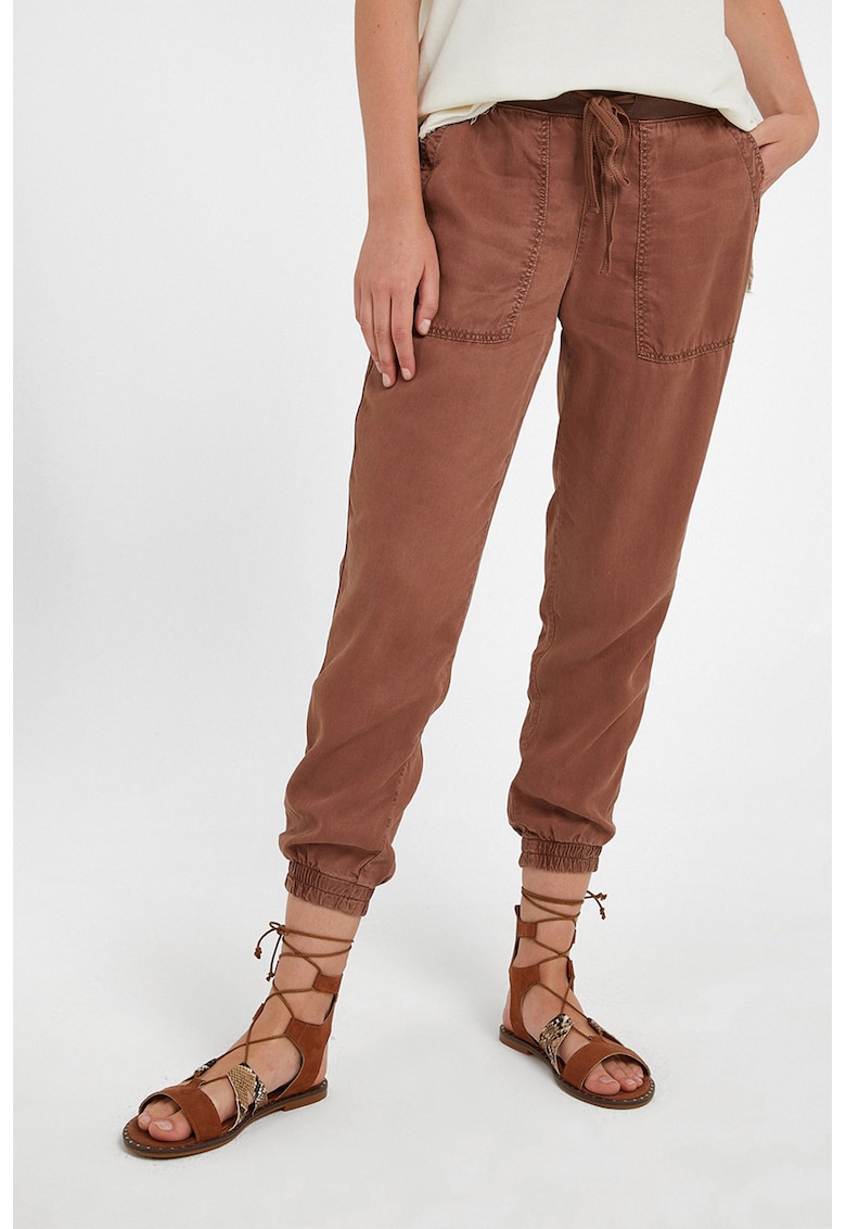 Pantaloni din lyocell cu snur de ajustare si buzunare supradimensionate