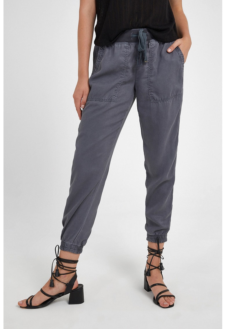 Pantaloni din lyocell cu snur de ajustare si buzunare supradimensionate