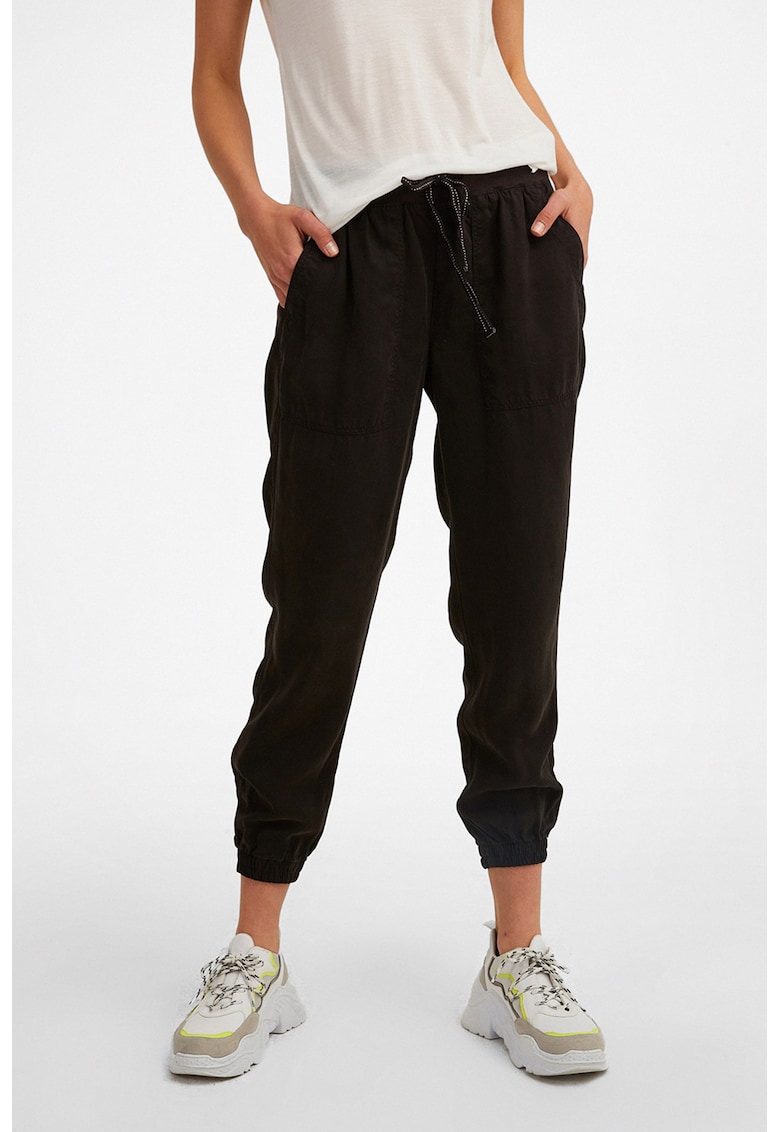 Pantaloni din lyocell cu snur de ajustare si buzunare supradimensionate