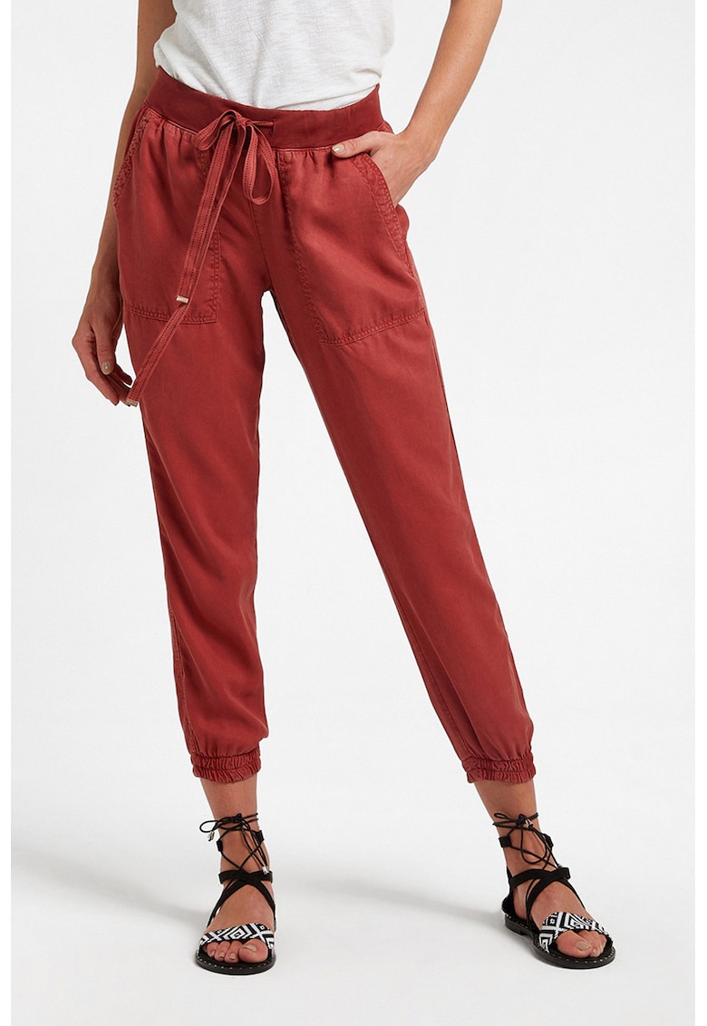 Pantaloni din lyocell cu snur de ajustare si buzunare supradimensionate