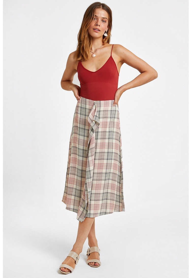 Fusta midi cu model in carouri Fusta midi cu model in carouri