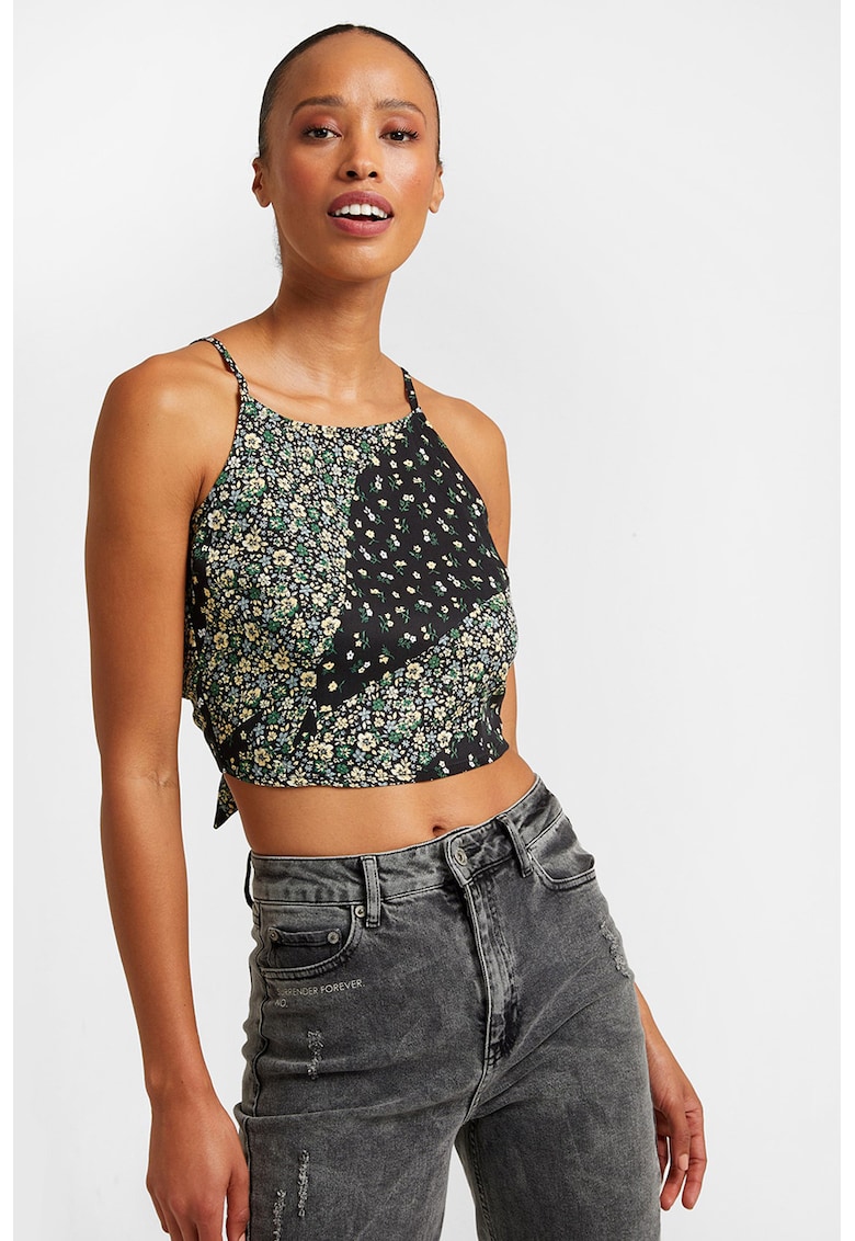 Top crop cu imprimeu floral