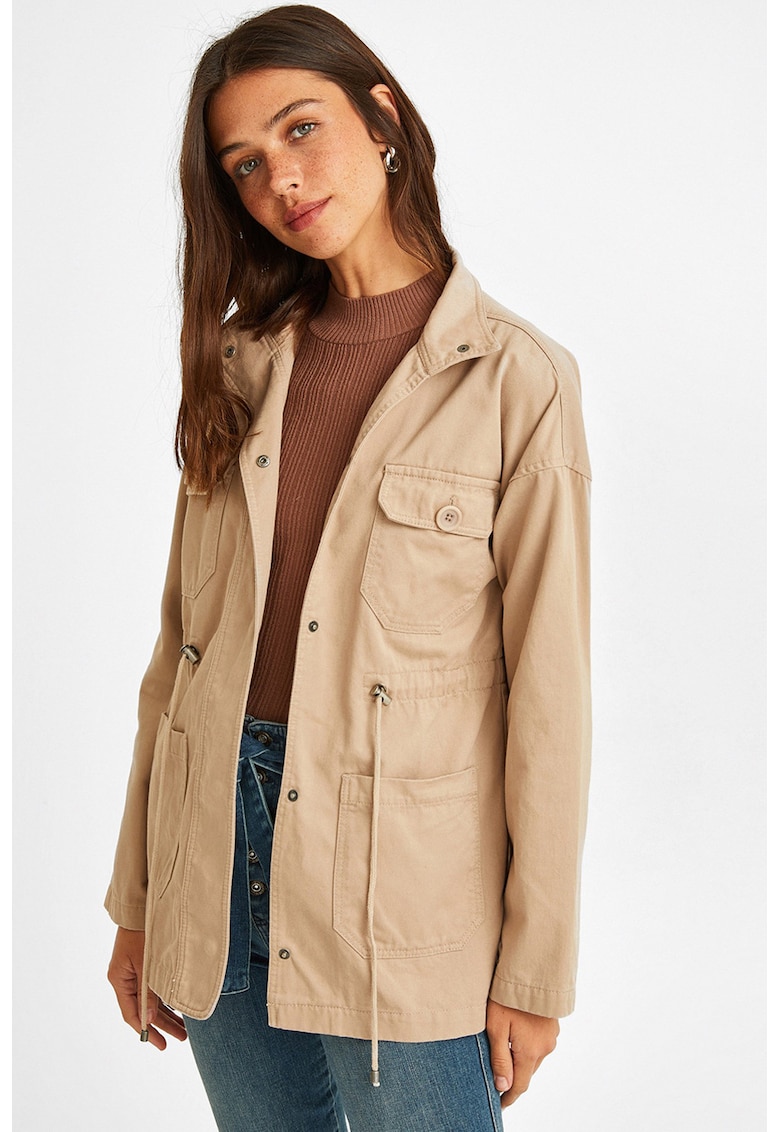 Jacheta parka din bumbac cu guler mediu