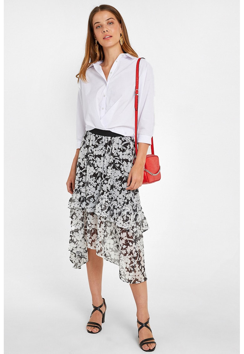 Fusta midi asimetrica cu model