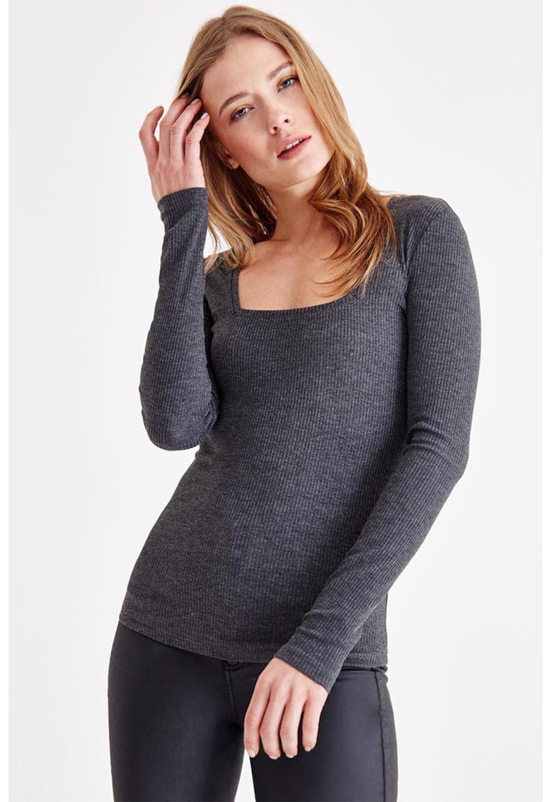 Bluza striata cu model uni - Gri inchis