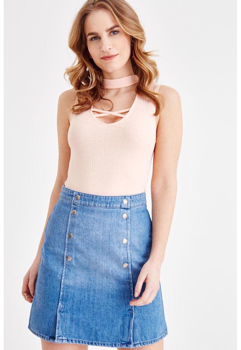 Top slim fit cu model uni