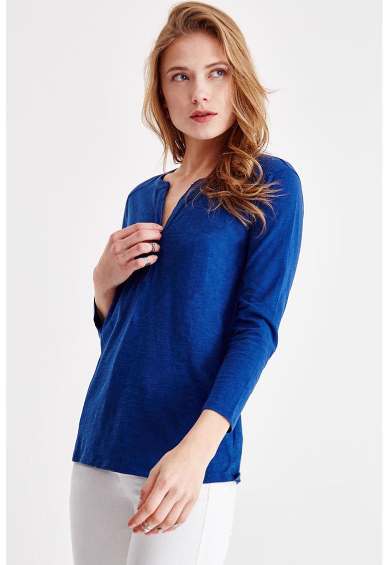 Bluza din bumbac cu fenta cu nasturi