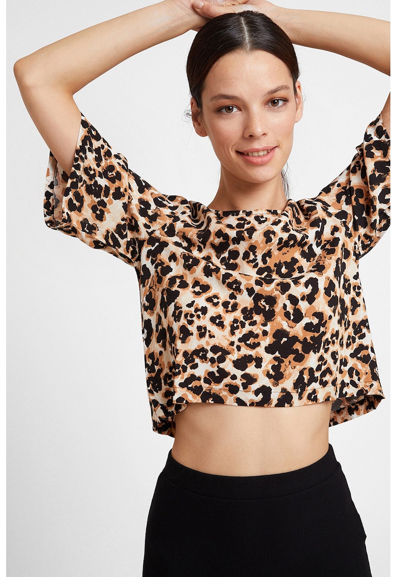 Tricou crop cu animal print Tricou crop cu animal print