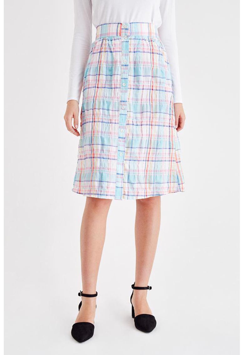 Fusta cu talie inalta si model in carouri