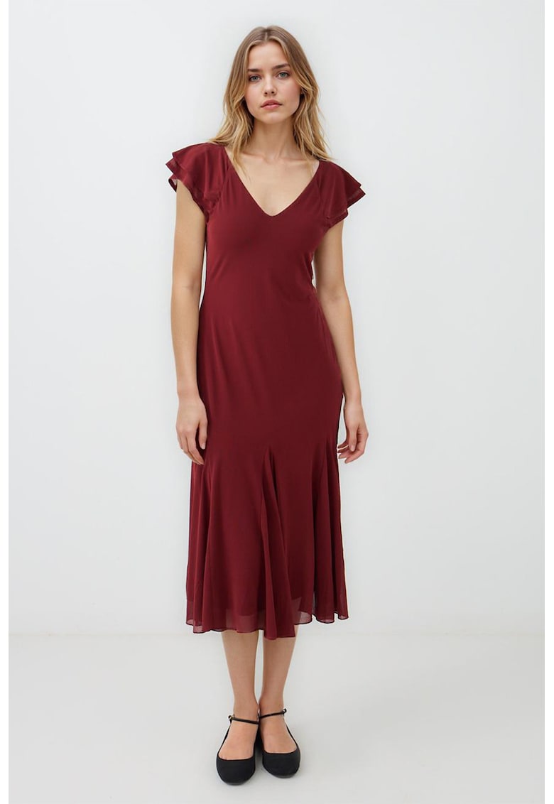 Rochie midi cu decolteu in V