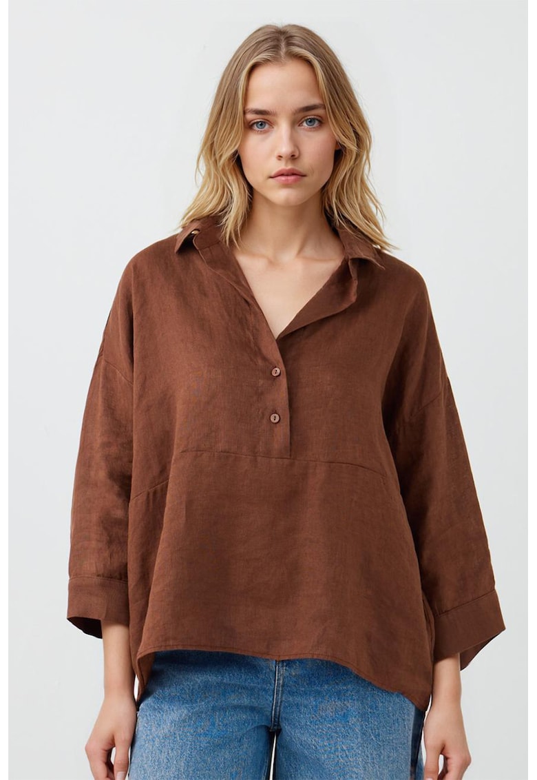 Bluza supradimensionata de in cu maneci 3/4 Bluza supradimensionata de in cu maneci 3/4