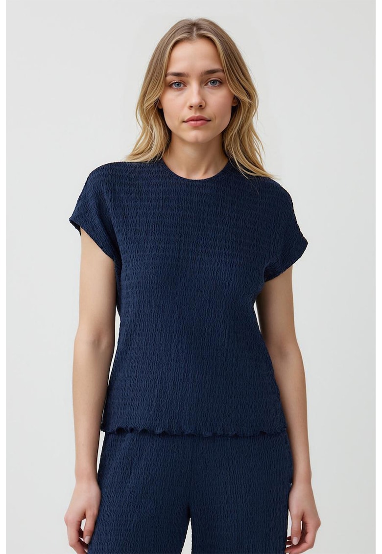 Bluza texturata cu maneci scurte