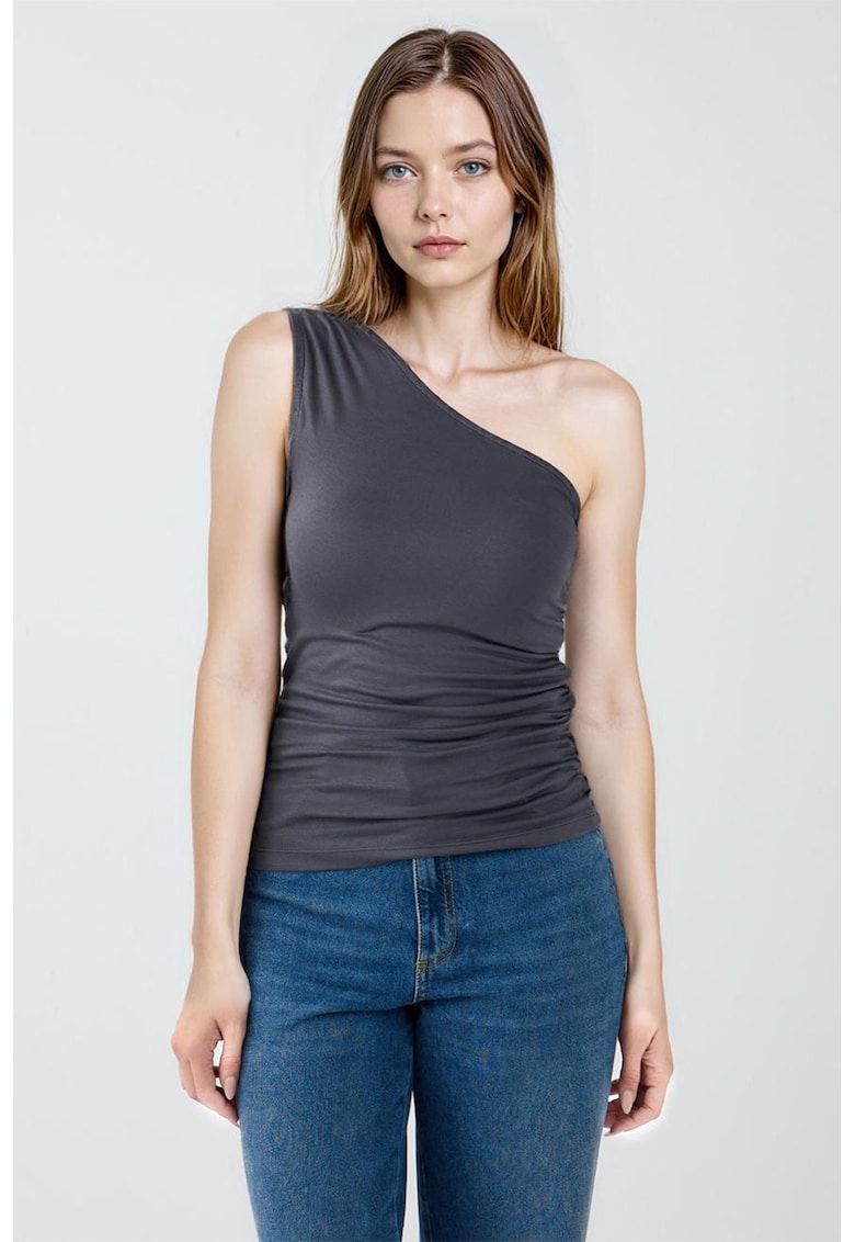 Bluza cu decolteu pe umar - Gri inchis