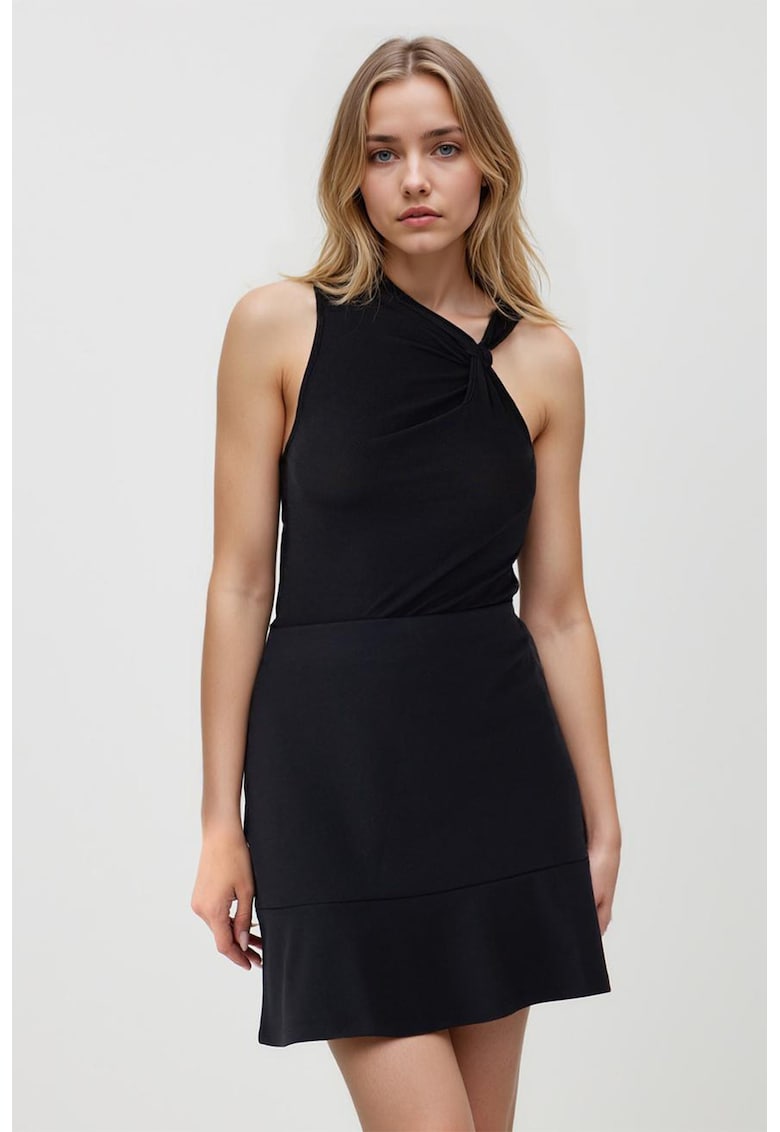 Fusta mini dreapta cu terminatie cu volane