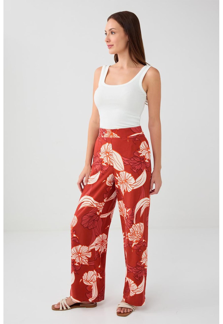 Pantaloni drepti cu talie inalta