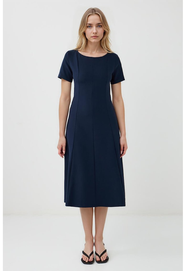 Rochie evazata cu decolteu rotund - Bleumarin